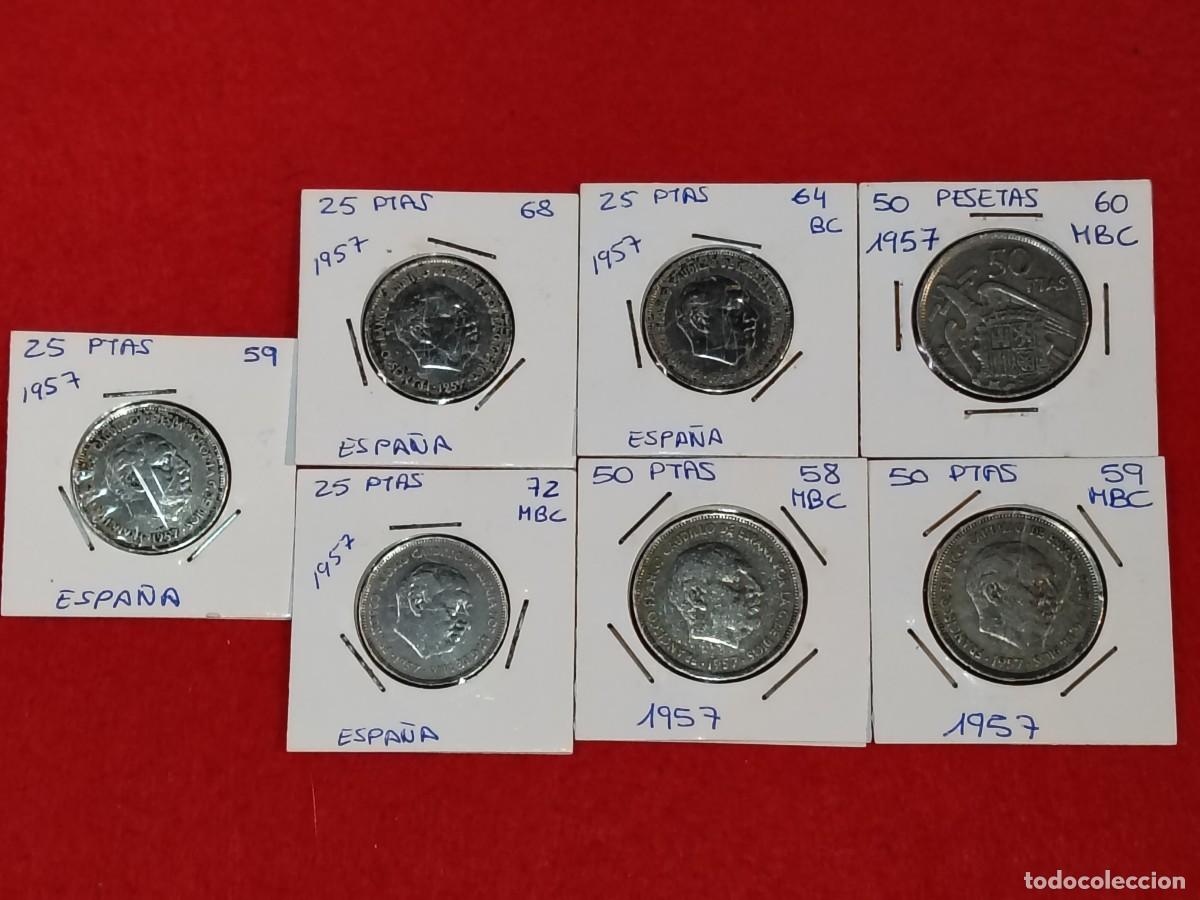 Franco Coins: 7 MONEDAS 3 DE 25 PESETAS(A&Ntilde;O 1957*59-68-72) Y 4 DE 50 PESETAS(A&Ntilde;O 1957 *58-59-60-64)FRANCO-ESPA&Ntilde;A