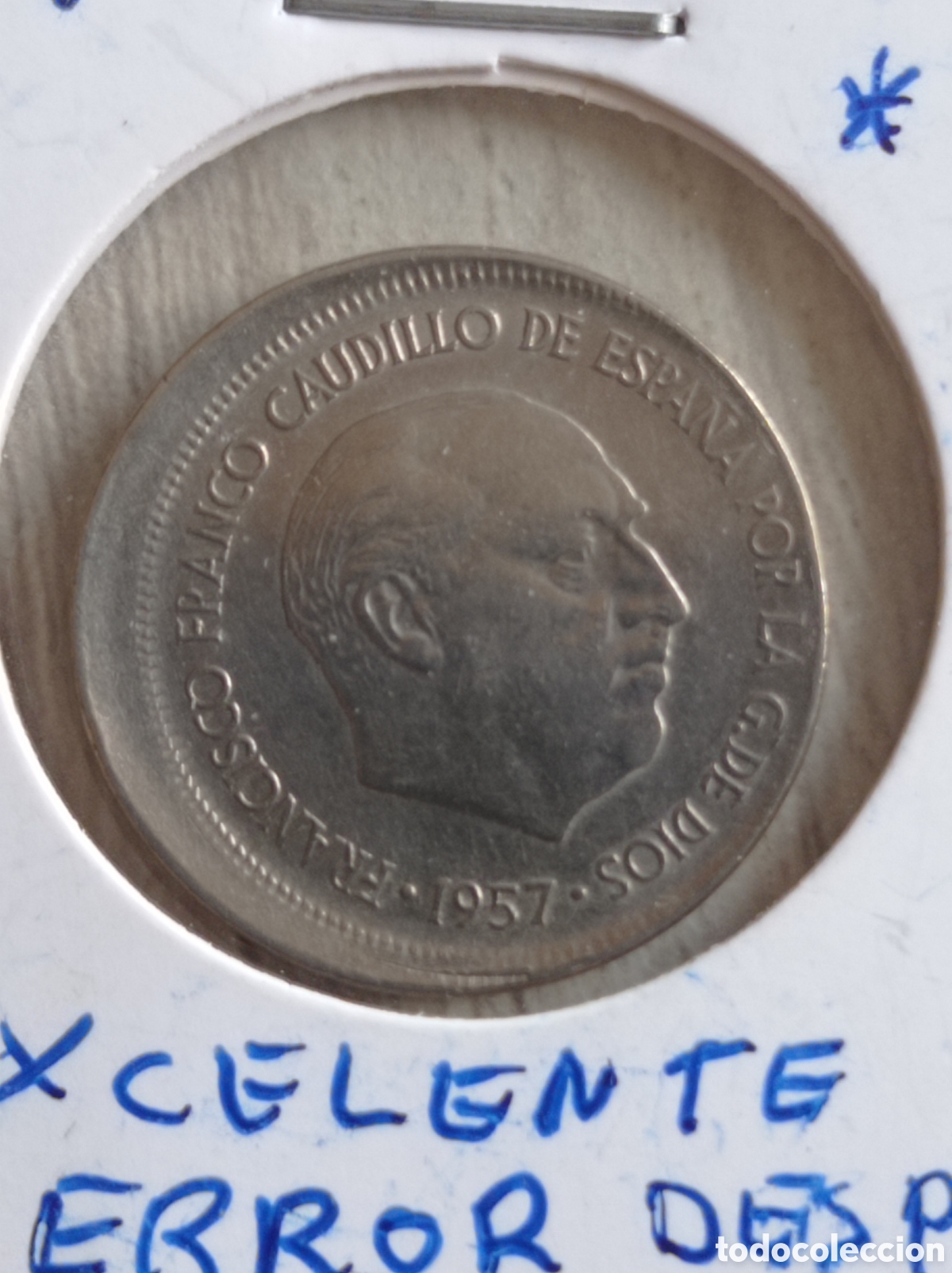 Monedas Franco: Monedas de 5 pesetas ERROR de cospel - Foto 1