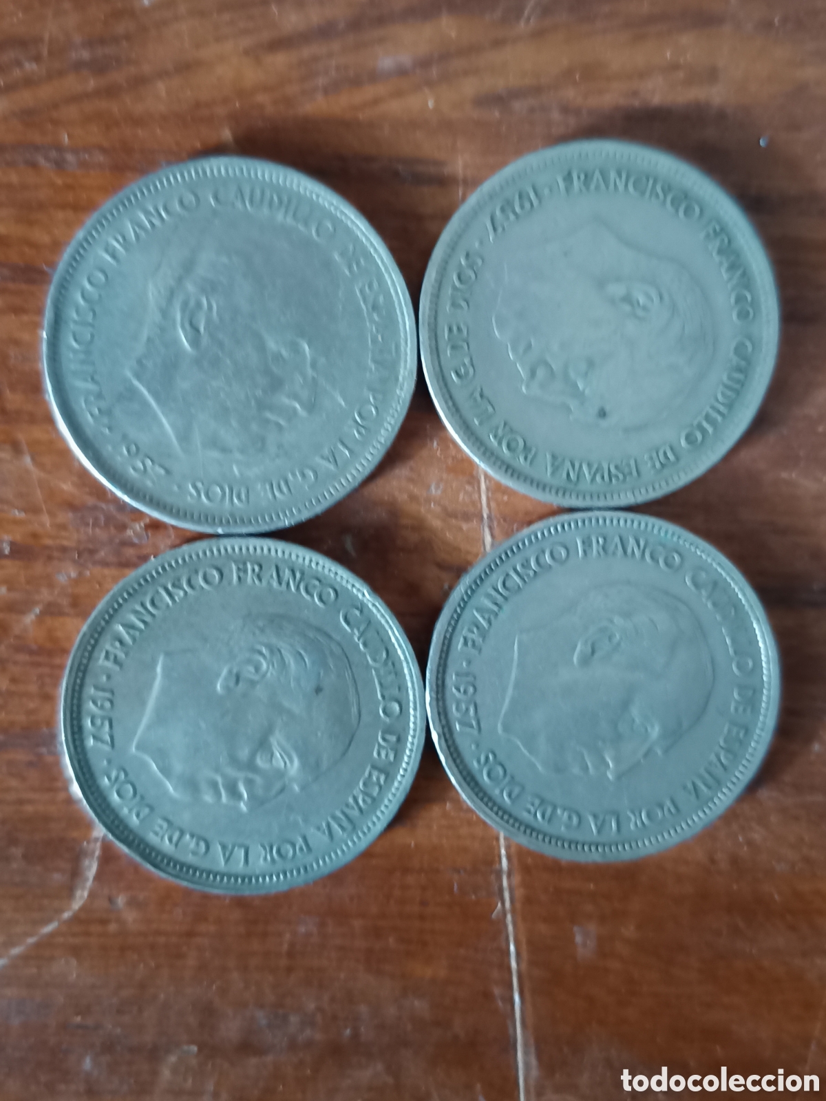 Monedas Franco: Cuatro monedas Franco 25 pesetas