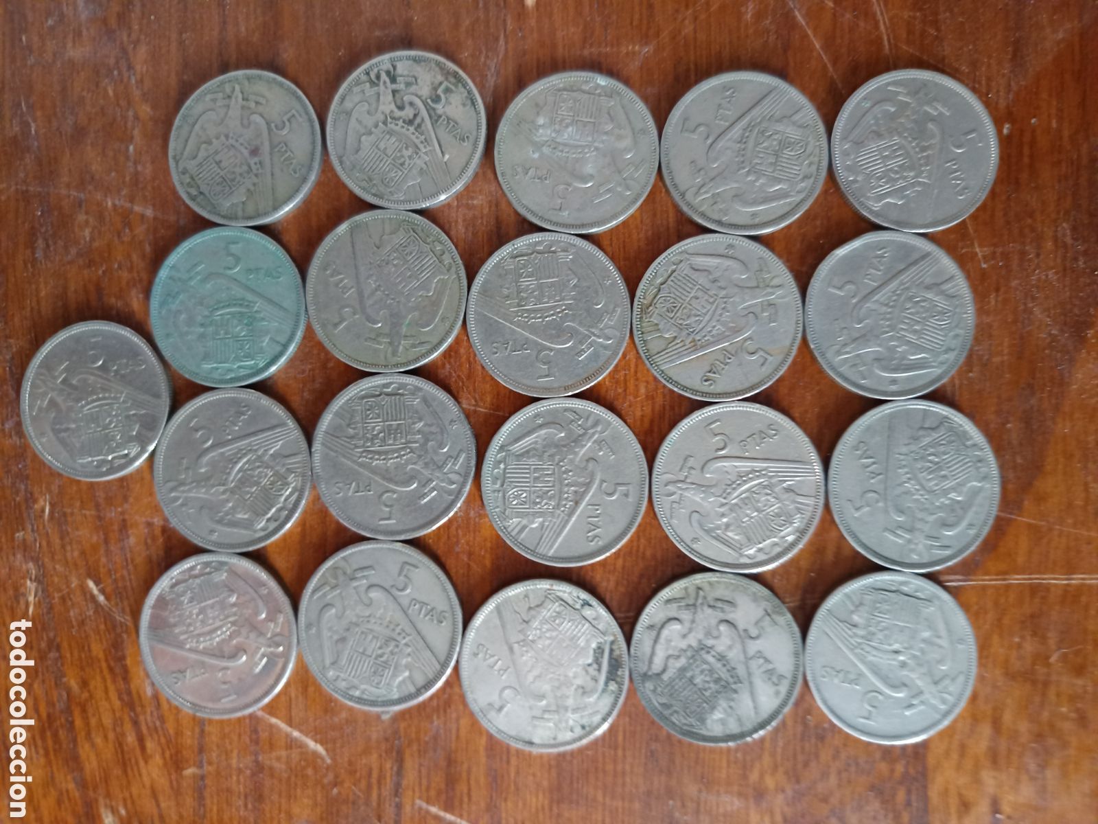 Monedas Franco: Monedas 5 pesetas Franco, 21 monedas