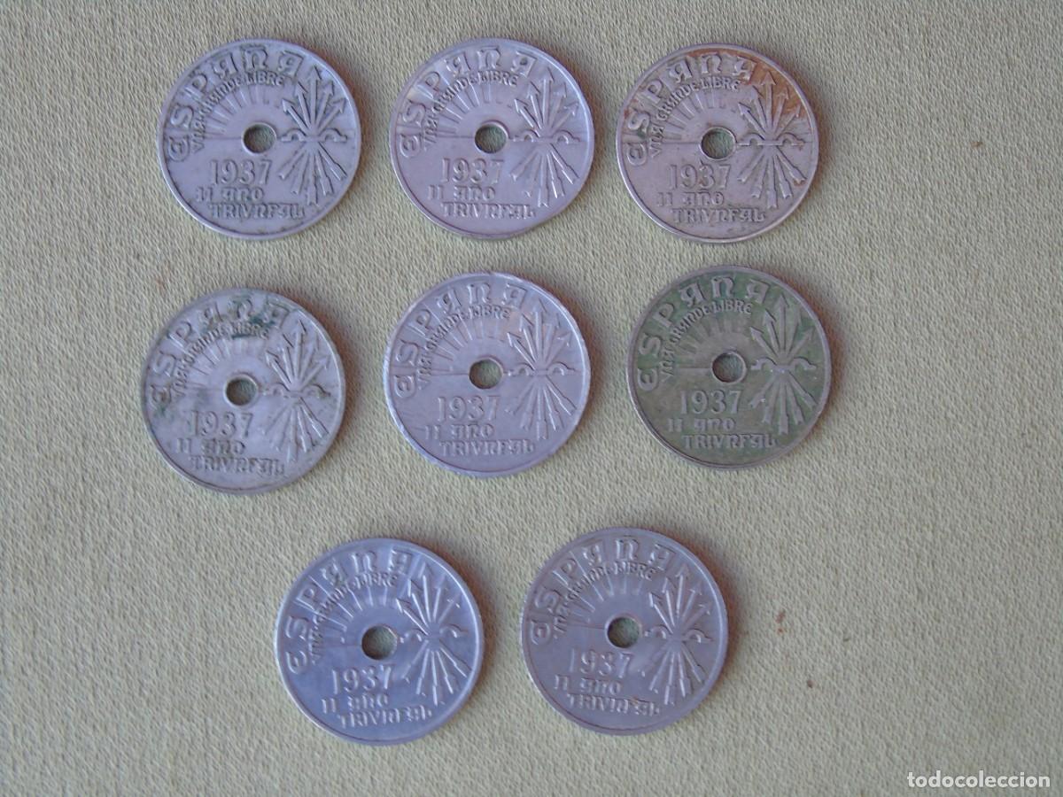 Monedas Franco: 8 MONEDAS 25 CTMS. FRANCO 1937. * SIN IDENTIFICAR