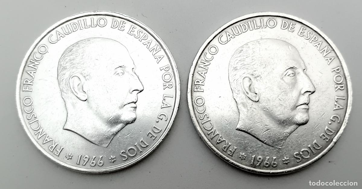 Monedas Franco: 2 MONEDAS PLATA FRANCO 100 PESETAS 1966. ESTRELLA 66. VER FOTOS Y DESCRIPCION