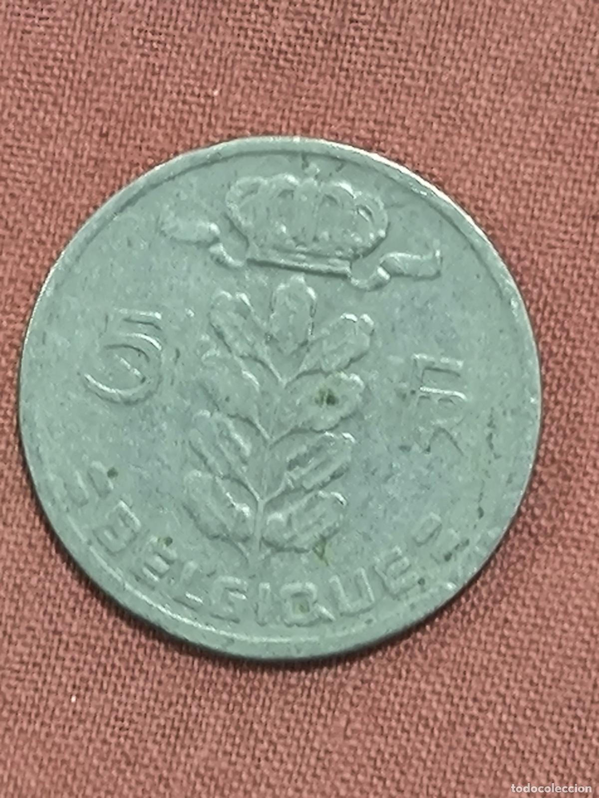 Monedas Franco: Moneda Espa&ntilde;a 5 FR B&eacute;lgica 1957 Anverso y Reverso Coleccionismo Numism&aacute;tica