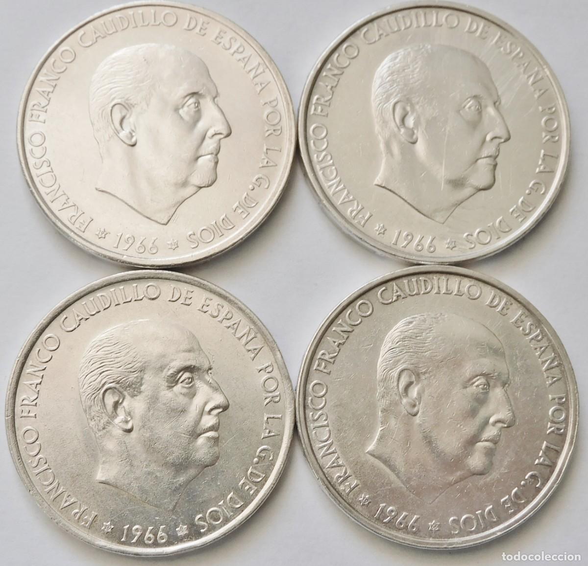 Monedas Franco: ESPA&Ntilde;A LOTE DE 4 MONEDAS DE 100 PESETAS 1966-FRANCO DE PLATA