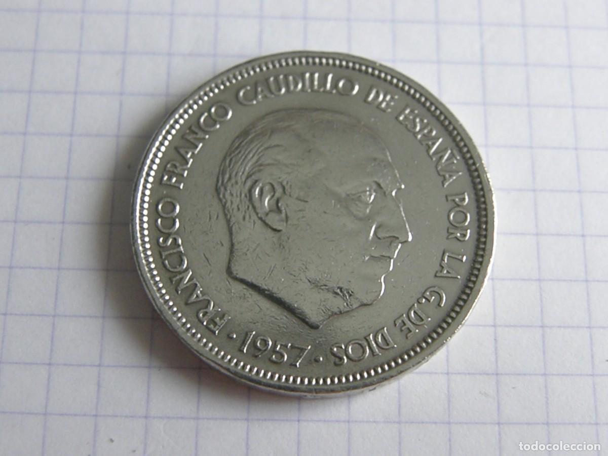 Monedas Franco: 50 PESETAS ESPA&Ntilde;A 1957 ESTRELLA KM#788 FRANCISCO FRANCO CUPRONIQUEL LIMPIADA BONITA