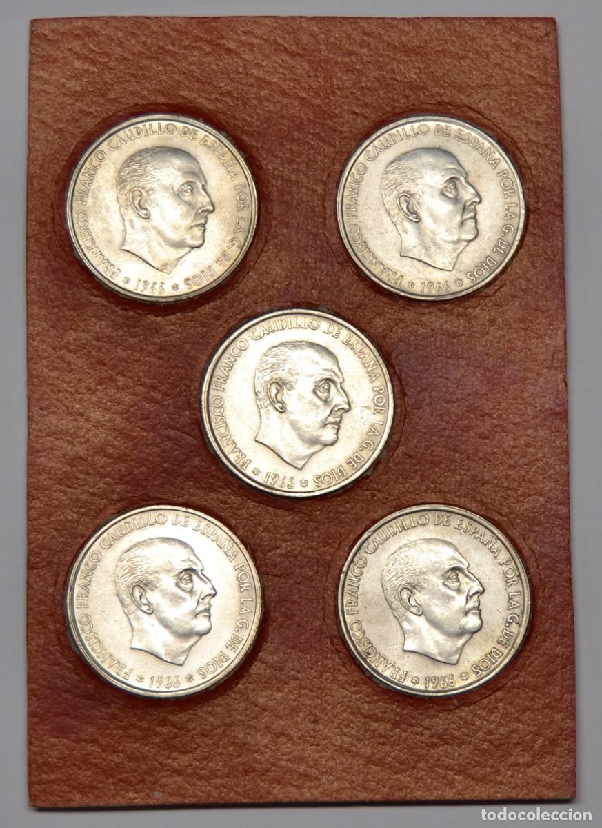 Monedas Franco: ESTADO ESPA&Ntilde;OL (FRANCO) - CARTERA CON LAS 5 MONEDAS DE 100 PESETAS PLATA DE 1966 A 1970 - LOTE 5751