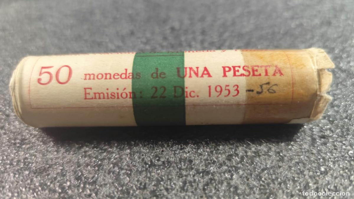Monedas Franco: Cartucho 1 peseta 1953 56 FNMT