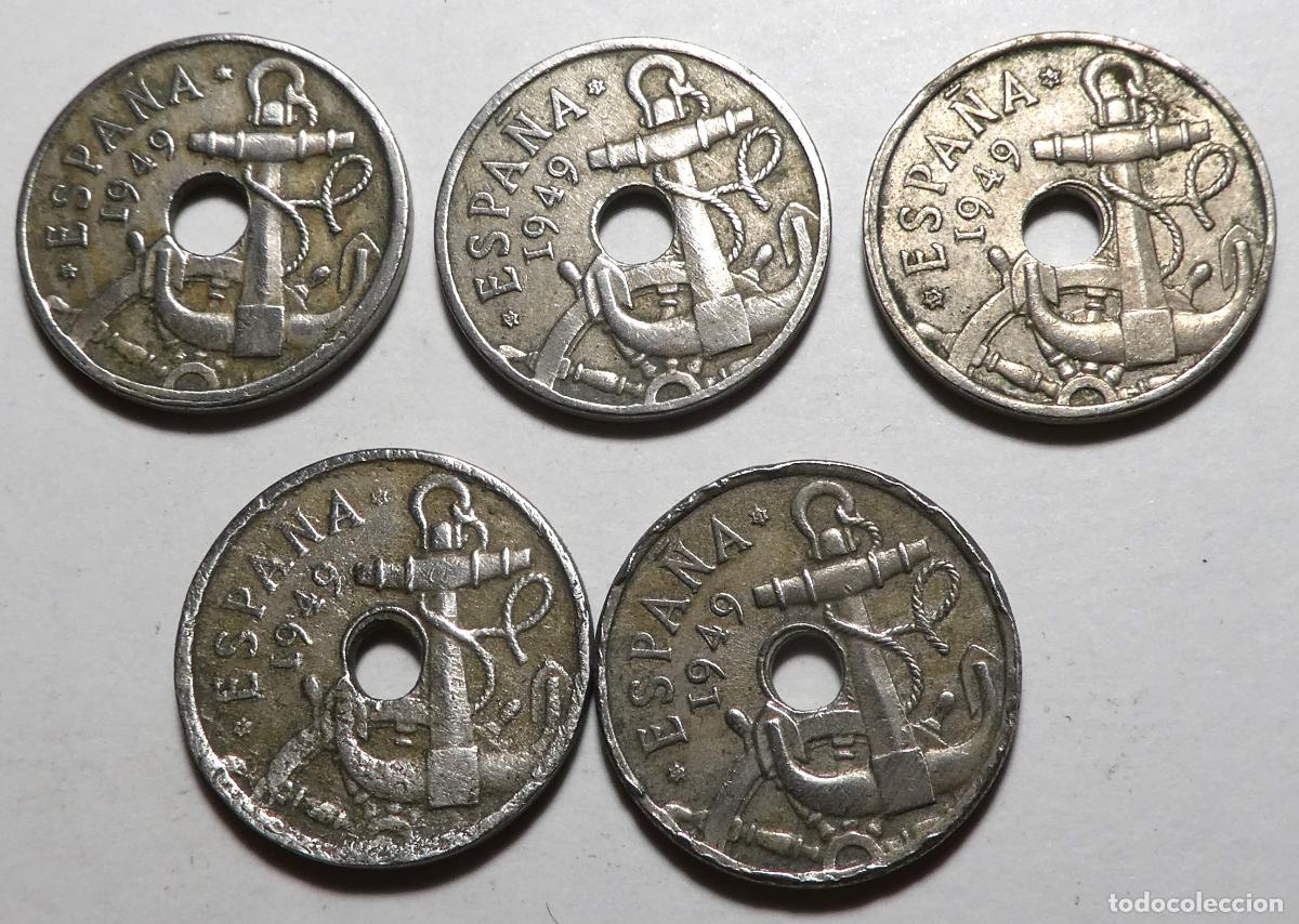 Monedas Franco: 5 Monedas de 50 centimos 1949 ,estado espa&ntilde;ol