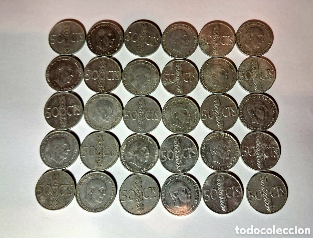 Monedas Franco: Lote 30 monedas 50 cts Franco 1966