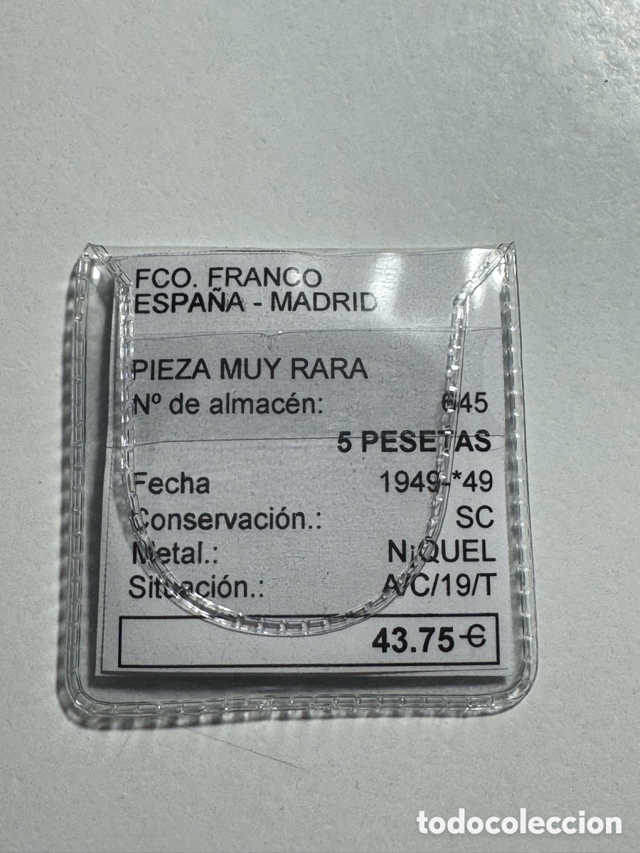 Monedas Franco: Moneda 5 pesetas 1949 *49 sin circular. - Foto 3