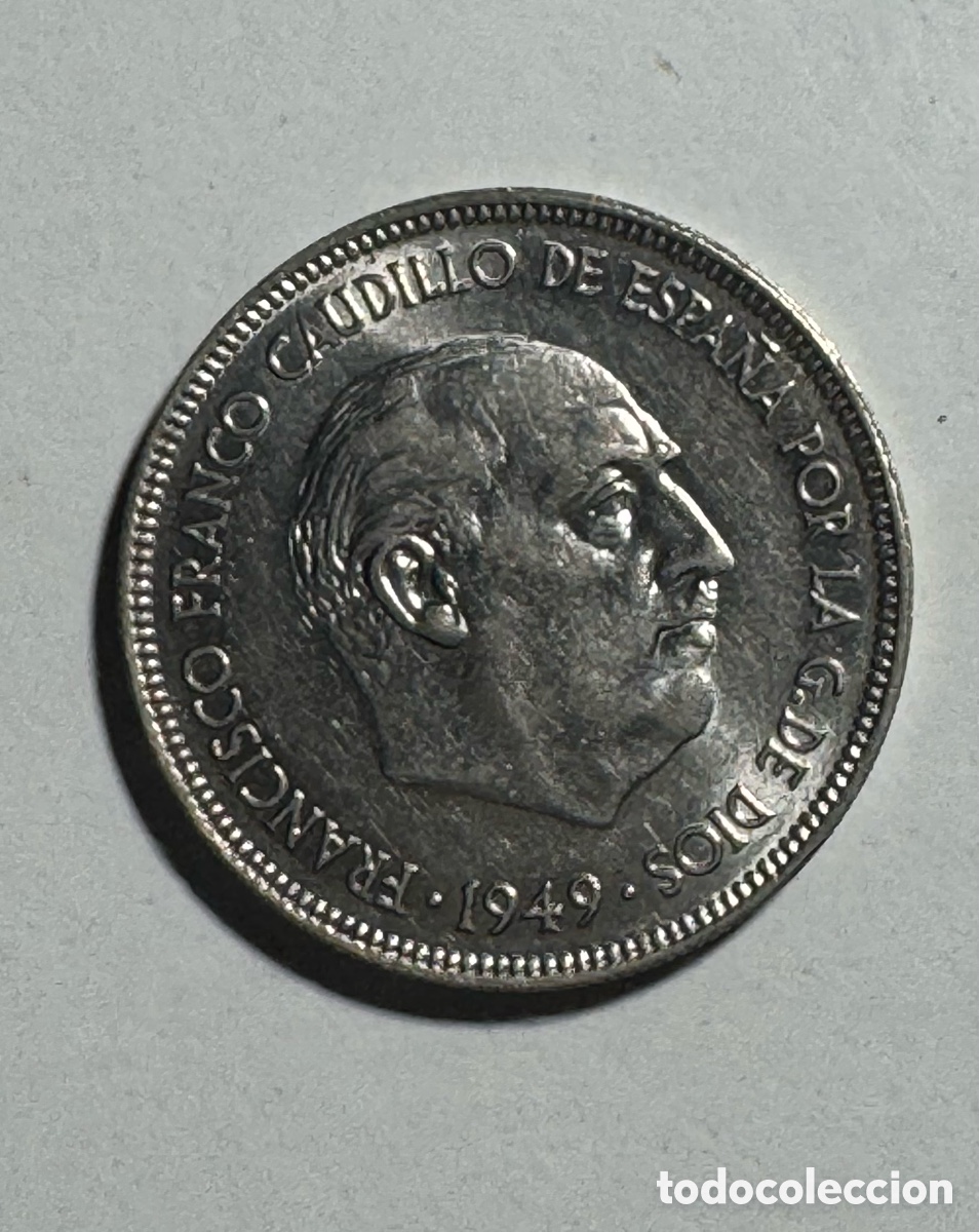 Monedas Franco: Moneda 5 pesetas 1949 *49 sin circular.