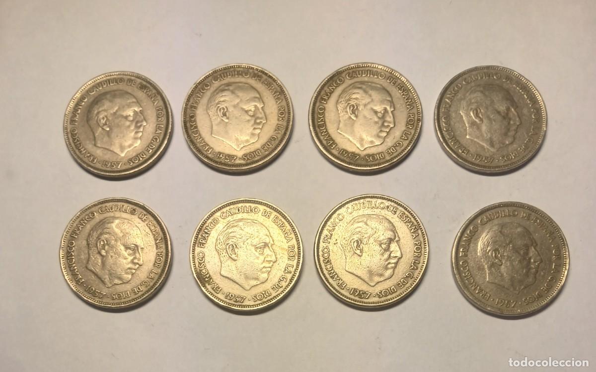 Monedas Franco: Lote 8 Monedas 25 Pesetas 1957 Franco