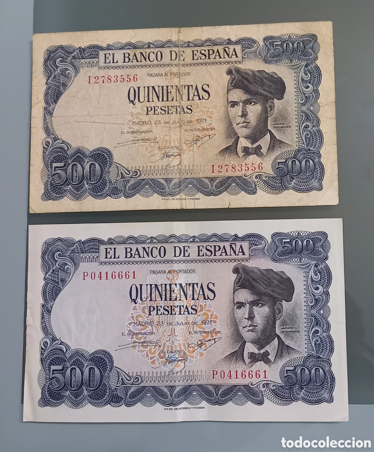 Monedas Franco: Lote de 2 Billetes de 500 Pesetas 1971 - Jacinto Verdaguer - Originales Banco de Espa&ntilde;a