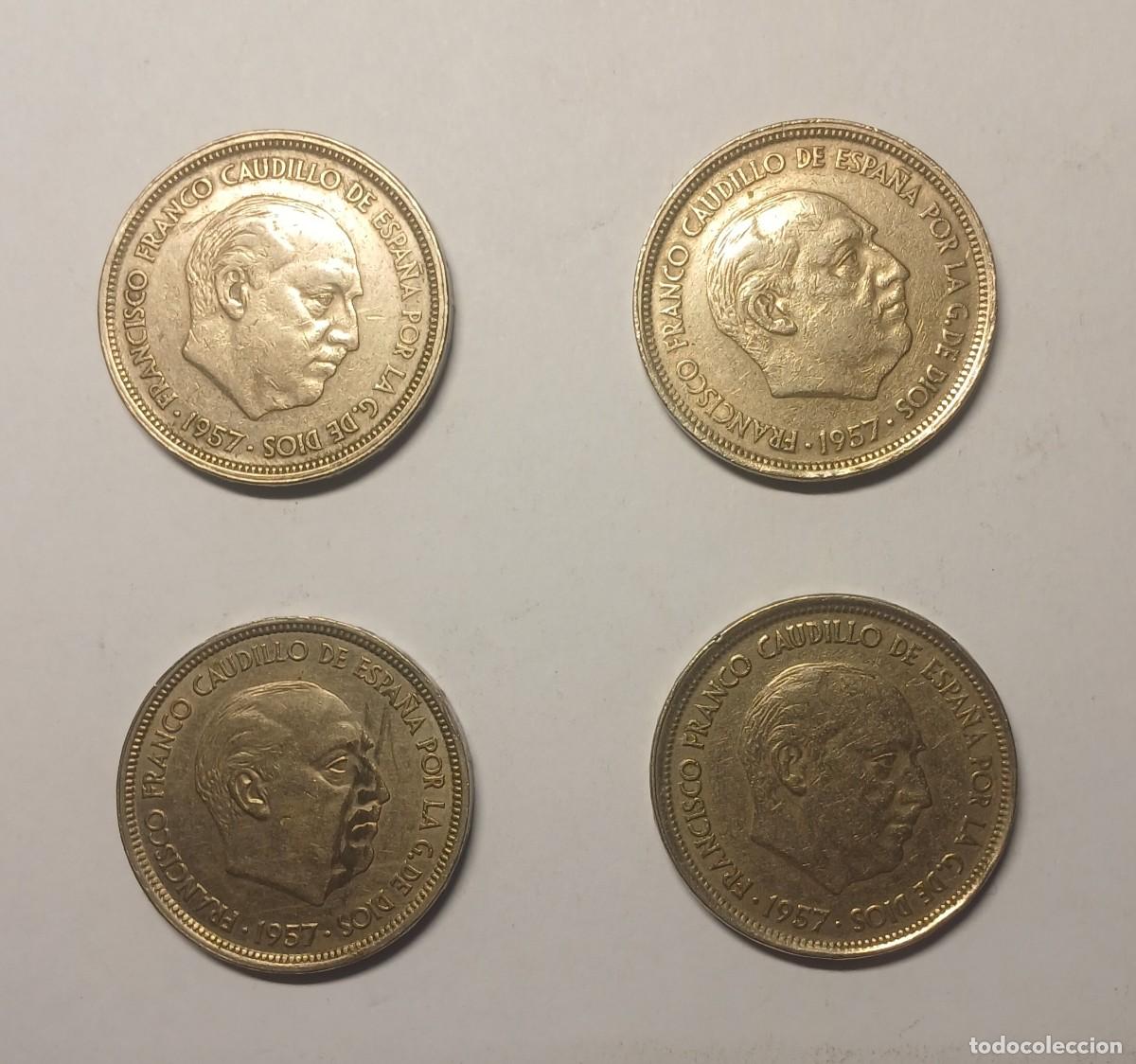 Monedas Franco: Lote 4 Monedas 50 Pesetas 1957 Franco