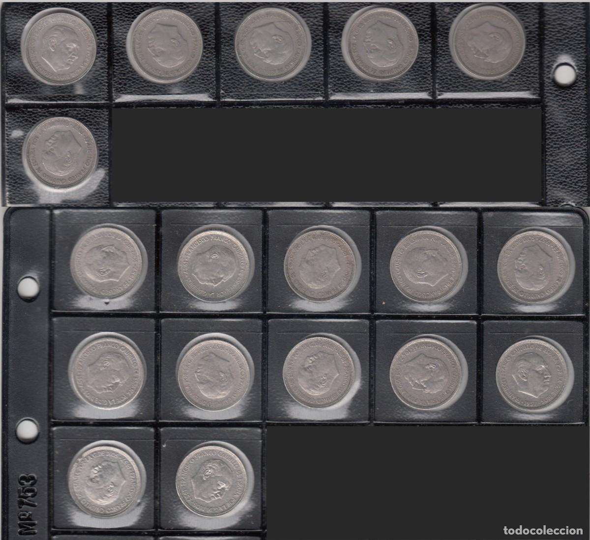 Monedas Franco: JUEGO COMPLETO DE LAS 18 MONEDAS DE 5 PESETAS 1957 DE FRANCO CON ESTRELLAS(VER IMAGEN Y DESCRIPCION)