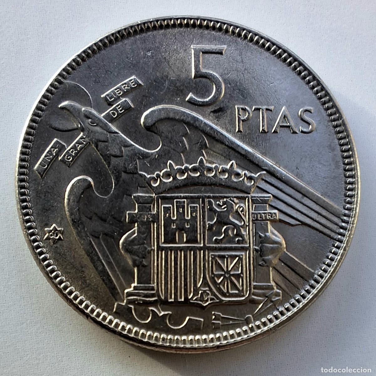 Monedas Franco: 5 pesetas 1957 estrella 60 EBC/SC