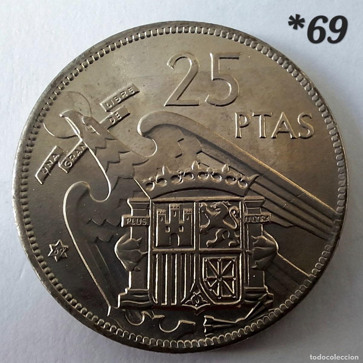 Monedas Franco: 25 pesetas 1957 estrella 69 SC