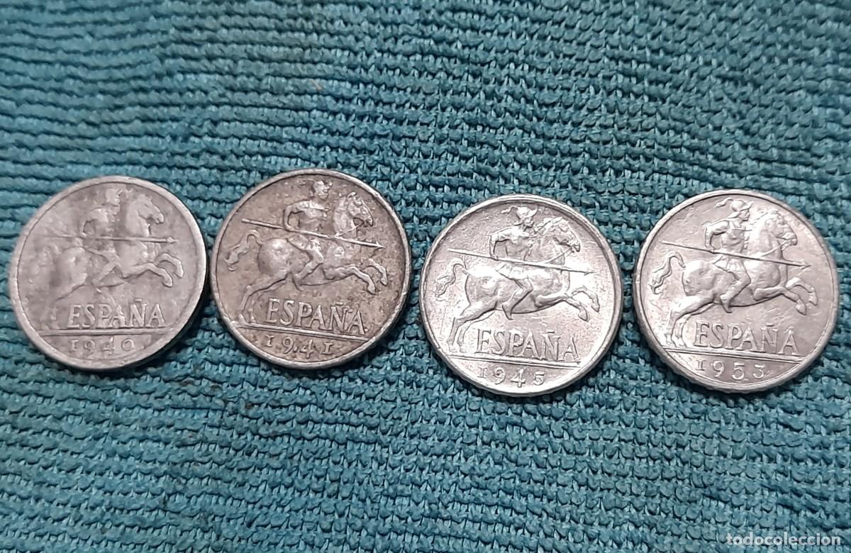 Monedas Franco: 4 monedas de 10 Centimos 1940, 41, 45 y 53