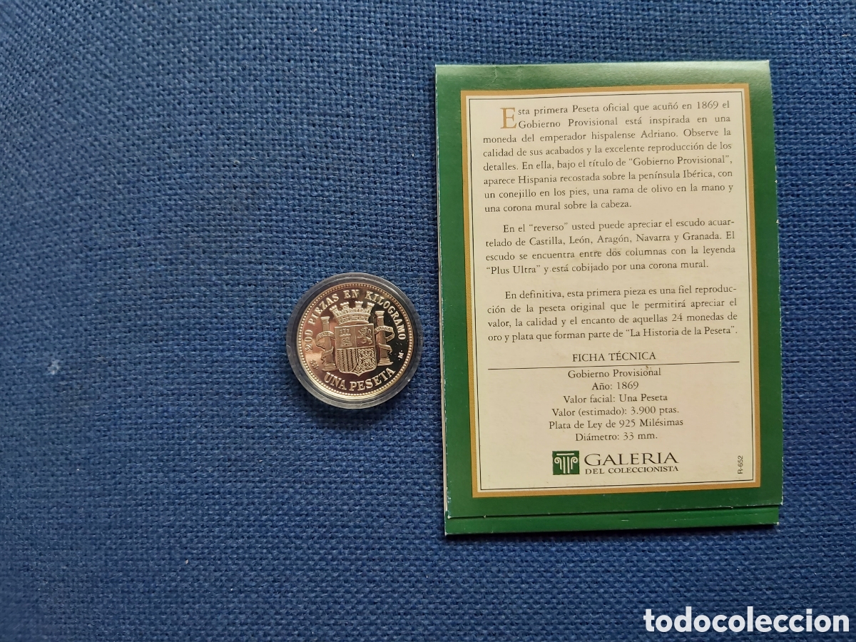 Monedas Franco: REPLICA PRIMERA PESETA EN PLATA - Foto 2