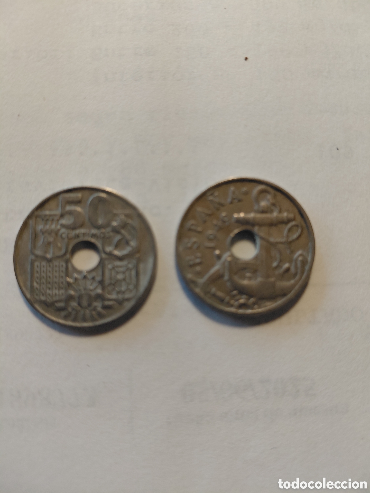 Monedas Franco: Monedas (2) de 50 cts Espa&ntilde;a 1949 - Foto 2