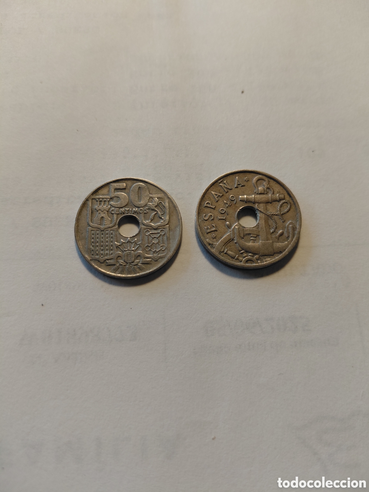 Monedas Franco: Monedas (2) de 50 cts Espa&ntilde;a 1949 - Foto 3