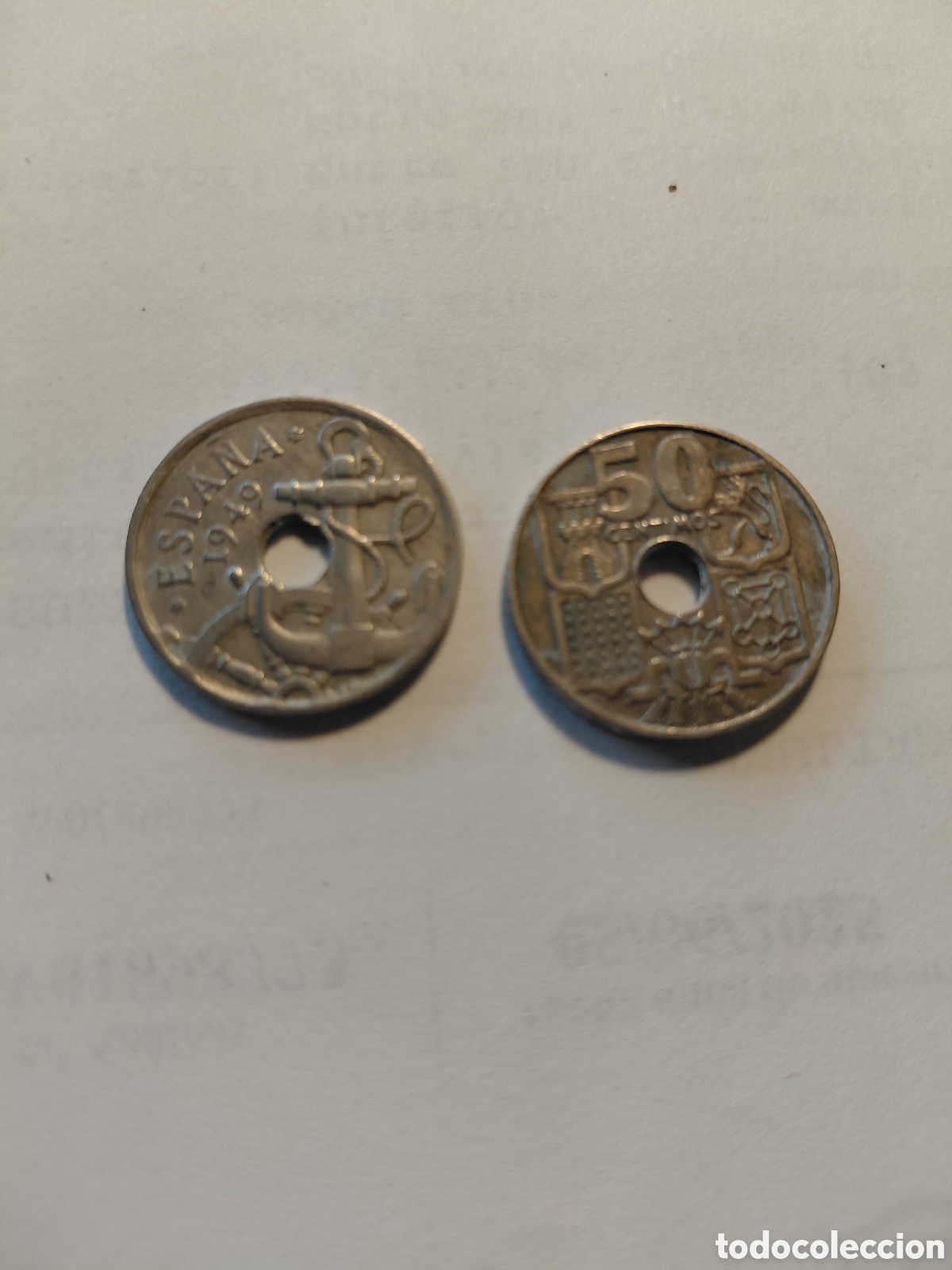 Monedas Franco: Monedas (2) de 50 cts Espa&ntilde;a 1949 - Foto 4