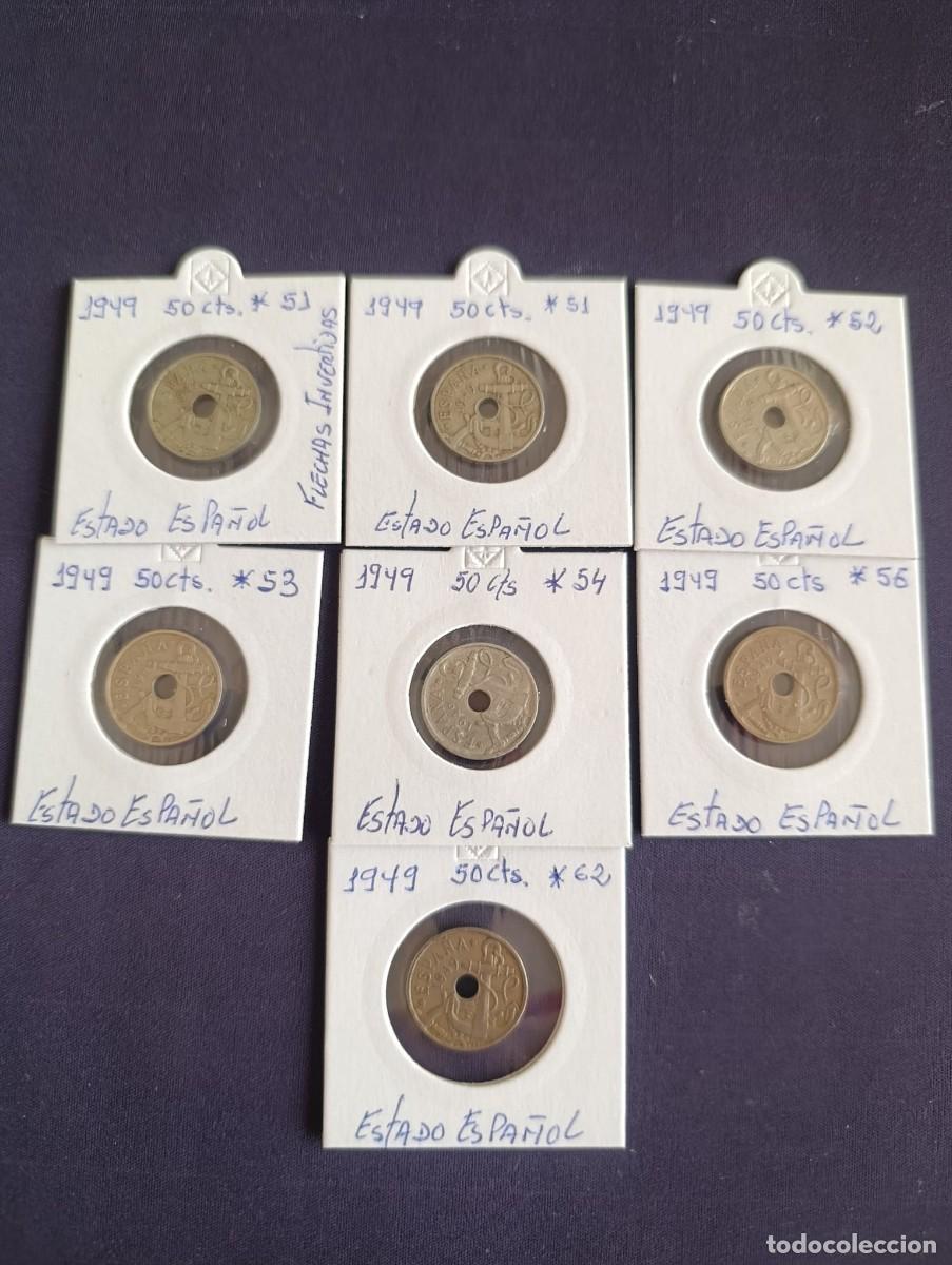Monedas Franco: Lote 7 Monedas 50 C&eacute;ntimos 1949 - Serie Completa Estrellas + Flechas Invertidas