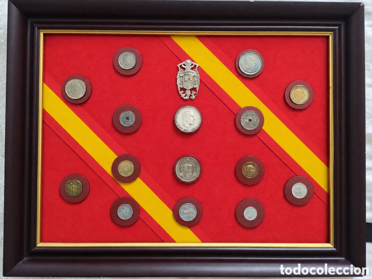 Monedas Franco: Cuadro colecci&oacute;n monedas pesetas Franco