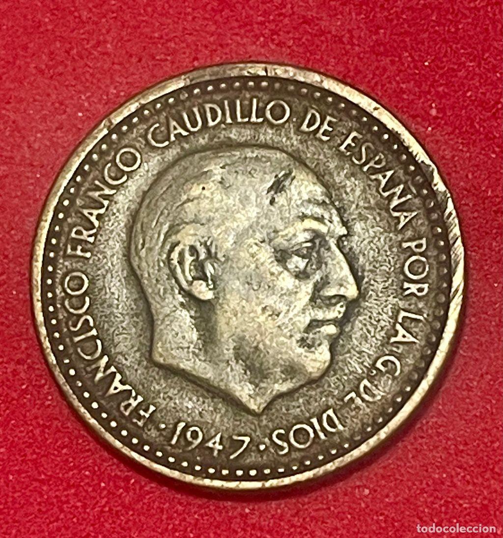 Monedas Franco: 1 PESETA EMITIDA POR FRANCISCO FRANCO A&Ntilde;O 1947-52, ESCASA