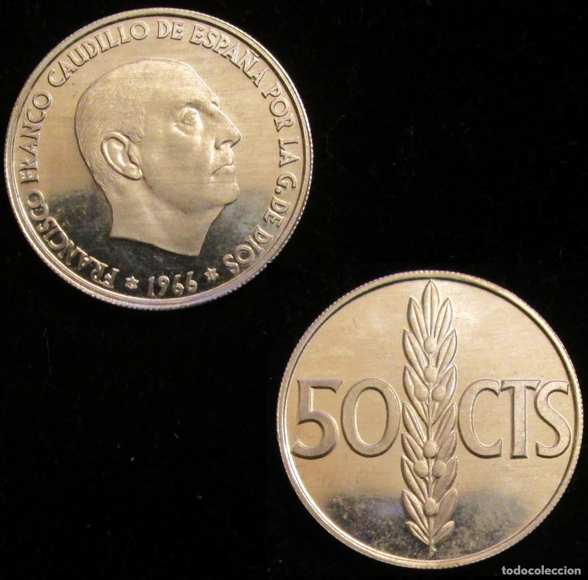 Monedas Franco: *GUTSE* FRANCO-9, 50 C&Eacute;NTIMOS 1966*19-75, BRILLO ORIGINAL, PROOF, SIN CIRCULAR.