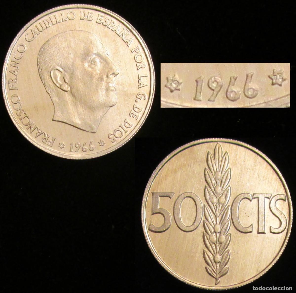 Monedas Franco: FRANCO-8, 50 C&Eacute;NTIMOS 1966*19-75, PROOF. - Foto 1