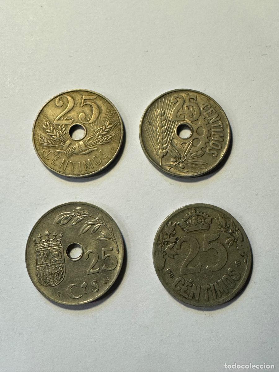 Monedas Franco: REP&Uacute;BLICA ESPA&Ntilde;OLA LOTE DE LOS 4 MODELOS DIFERENTES DE MONEDA 25 C&Eacute;NTIMOS / COMPRA M&Iacute;NIMA 5&euro;