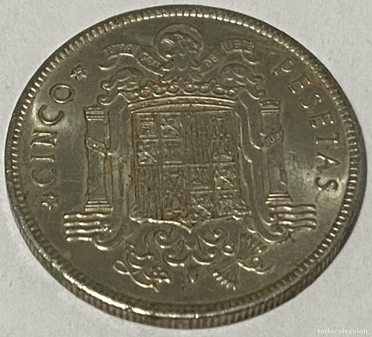 Monedas Franco: Moneda 1949. 5 Pesetas. Estrella *19* *50*. General Francisco Franco. Espa&ntilde;a. MBC+. Muy Buena Conser