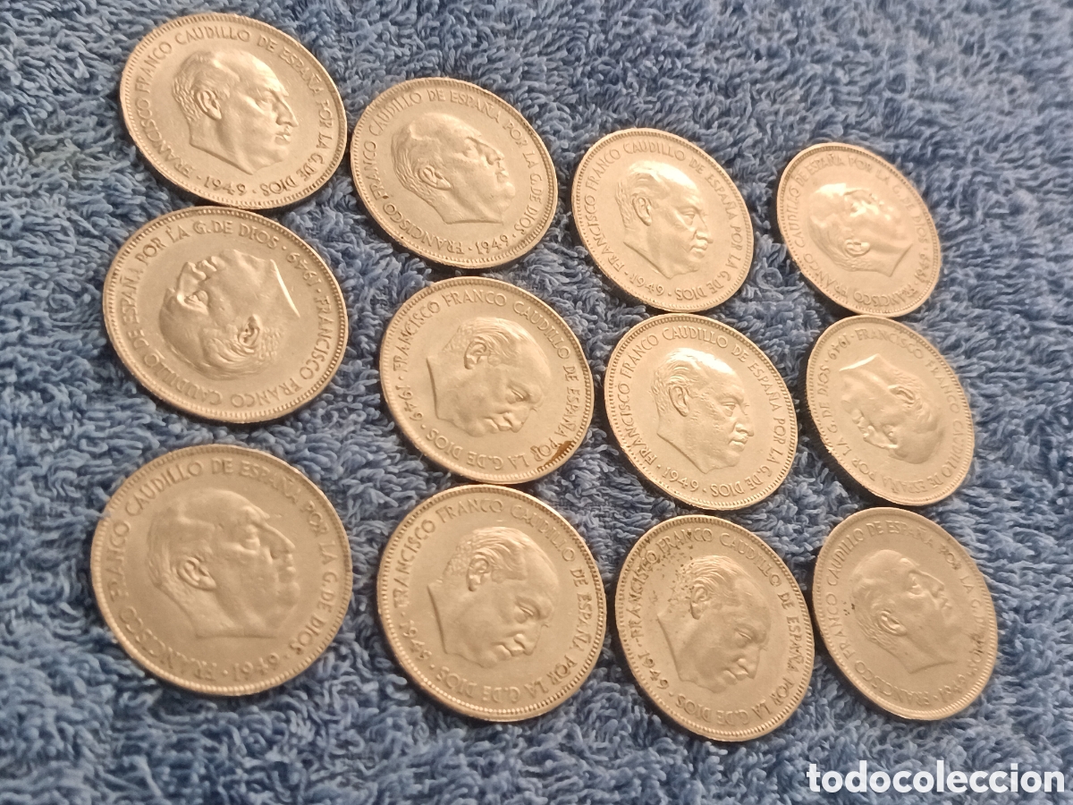 Monedas Franco: LOTE DE MONEDAS DE 5 PESETAS DE 1949*50, FRANCO
