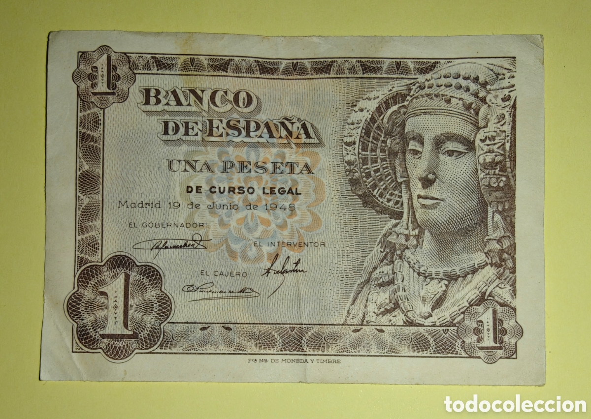 Monedas Franco: Billete 1 peseta dama de elche