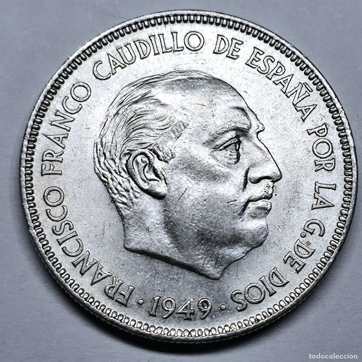 Monedas Franco: MONEDA DE ESPA&Ntilde;A 5 PESETAS FRANCO 1949 *19/50* EBC+