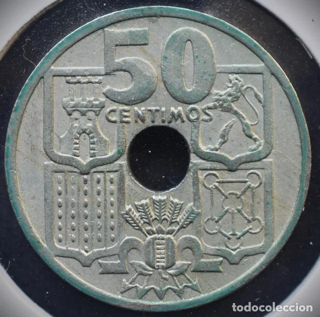 Monedas Franco: 1949 - 50 C&eacute;ntimos - Flechas Invertidas - REPINTE - ESPA&Ntilde;A