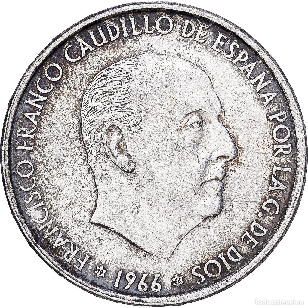 Monedas Franco: [#1168054] Espa&ntilde;a, Caudillo and regent, 100 Pesetas, 1966 (66), Plata, MBC+, KM:797