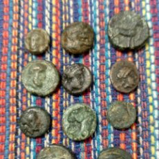 Monedas Grecia Antigua: INTERESANTE LOTE ONCE BRONCES GRIEGOS A CLASIFICAR IDENTIFICAR DE 8 A 12 MM.