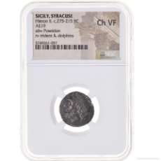 Monedas Grecia Antigua: [#1065981] MONEDA, SICILY, HIERON II, LITRA, 275-215 BC, SYRACUSE, NGC, GRADED, CH VF, BC+. Lote 380508389