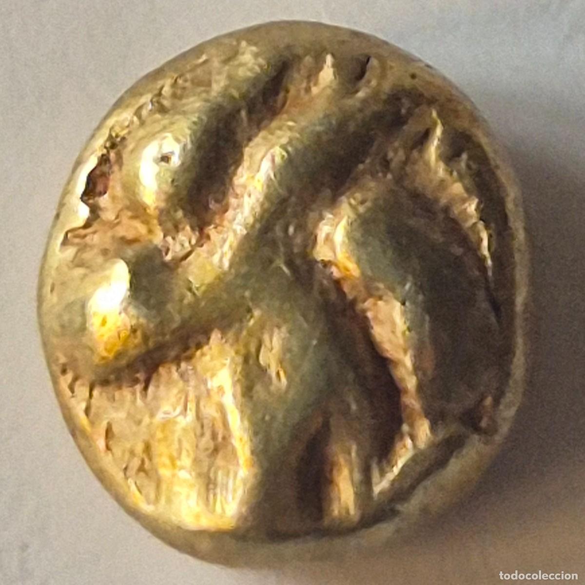 Monedas Grecia Antigua: 1/24 (Myshemihekte) Est&aacute;tera-Stater Oro Electrum Ionia circa 630-553 a.c. Huella pata le&oacute;n