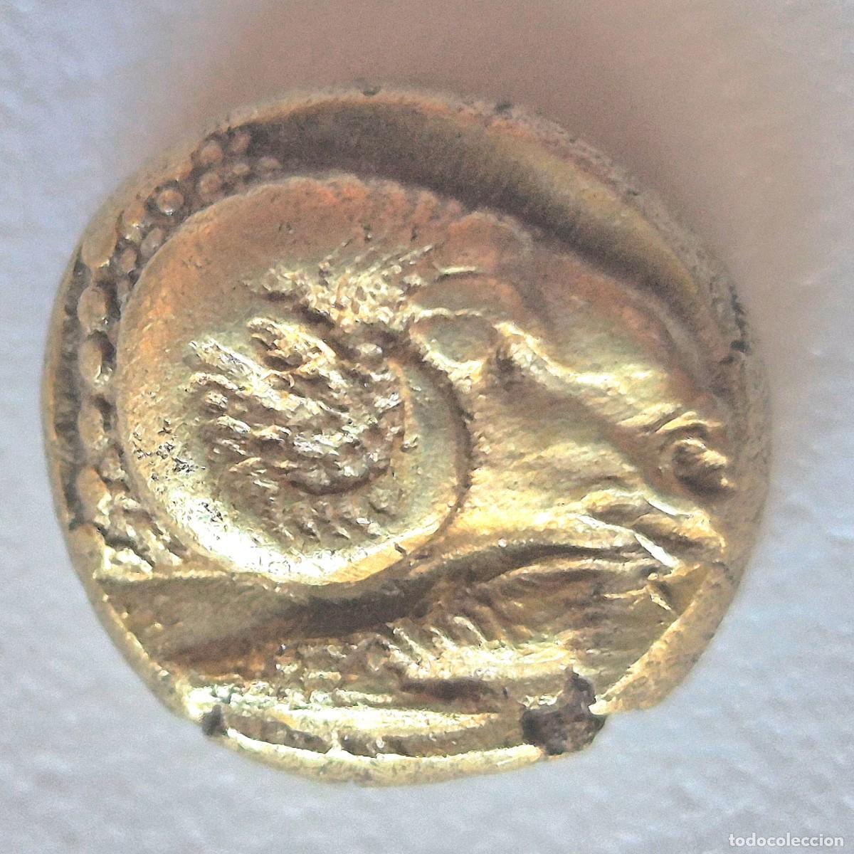 Moedas Gr&eacute;cia Antiga: 1/6 Est&aacute;tera-Stater (Hekte) Oro Electrum Lesbos circa 521-478 a.c. Carnero sobre Gallo