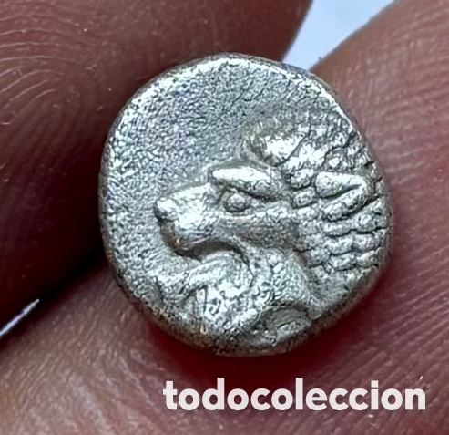 Monedas Grecia antigua: Moneda PLATA ANTIGUA GRECIA . Miletos Ionia 1/12 Estatera (525-500 a.C) Leon / Flor
