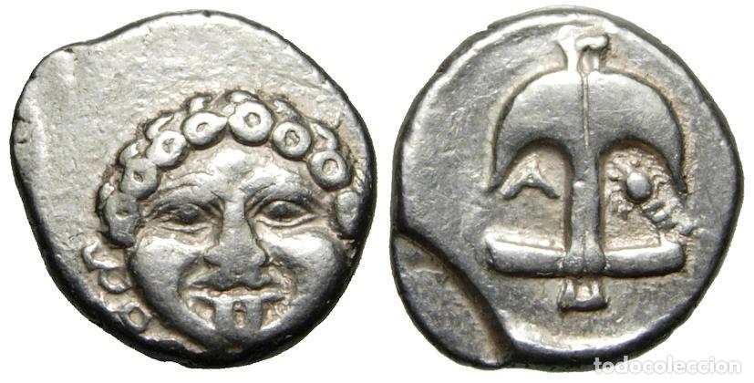 Monedas Grecia antigua: Tracia, Apolonia Pontika AR Dracma (450-400 aC) Gorgoneion