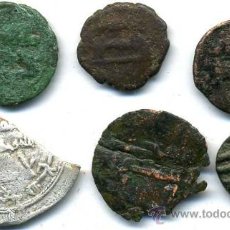 Monedas hispano árabes: 6 MONEDAS HISPANO ARABES, 5 FELUS DE BRONCE Y DIRHEN DE PLATA, ENVÍO ORDINARIO GRATIS