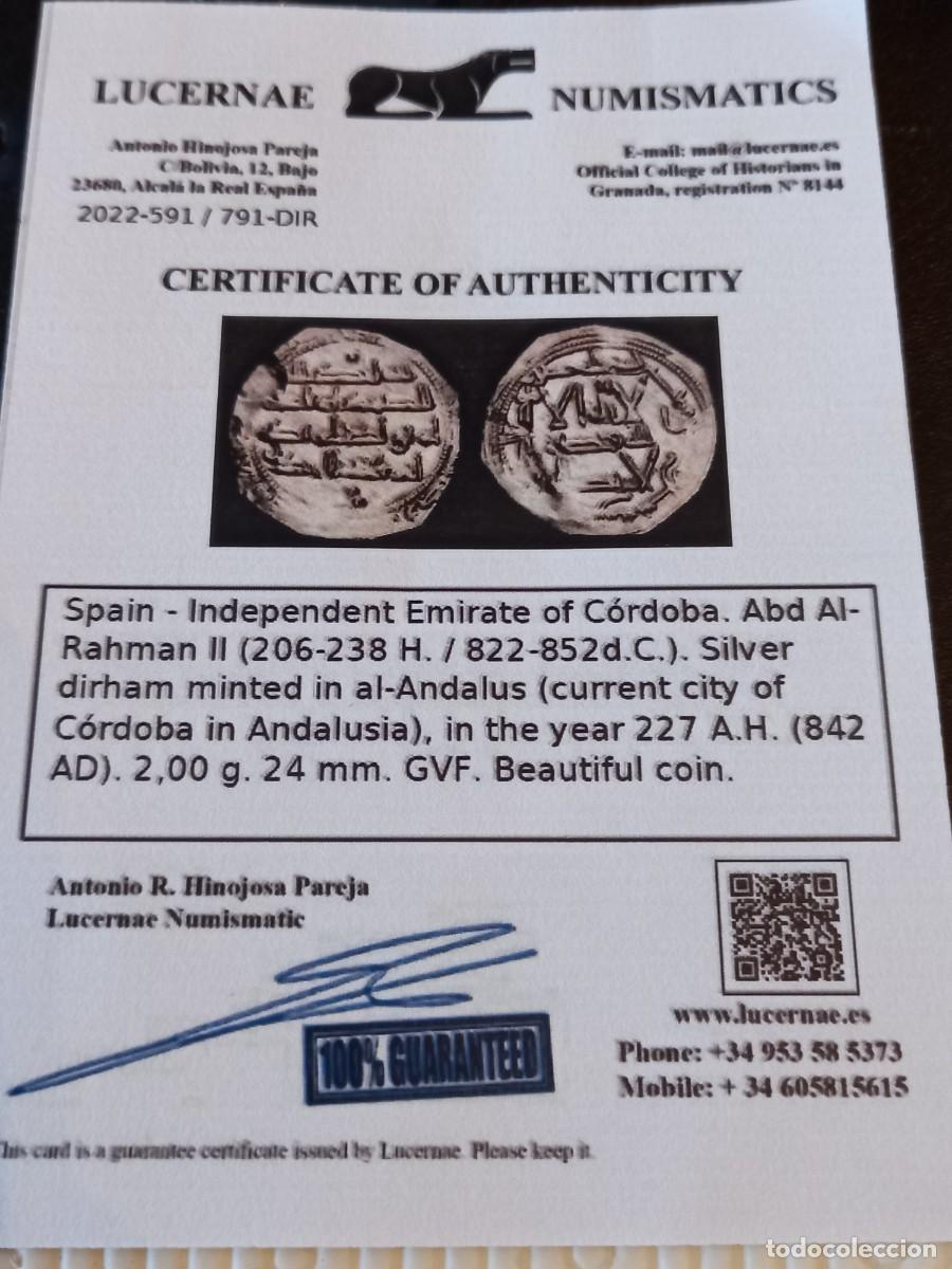 Monedas Hispano &aacute;rabes: Espa&ntilde;a califato C&oacute;rdoba 1 dirham - Foto 3