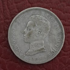Monedas hispano árabes: ALFONSO XIII. 2 PESETAS AÑO 1905 (*19---). PLATA. SMV. FALTA LIMPIAR.
