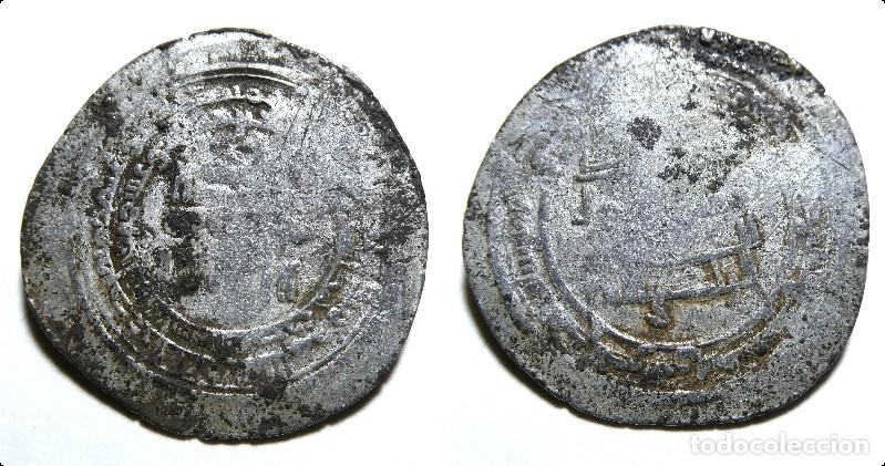 Monedas Hispano &aacute;rabes: Moneda &aacute;rabe Dirham de plata sin identificar 29mm y 3,90 gr - Foto 1
