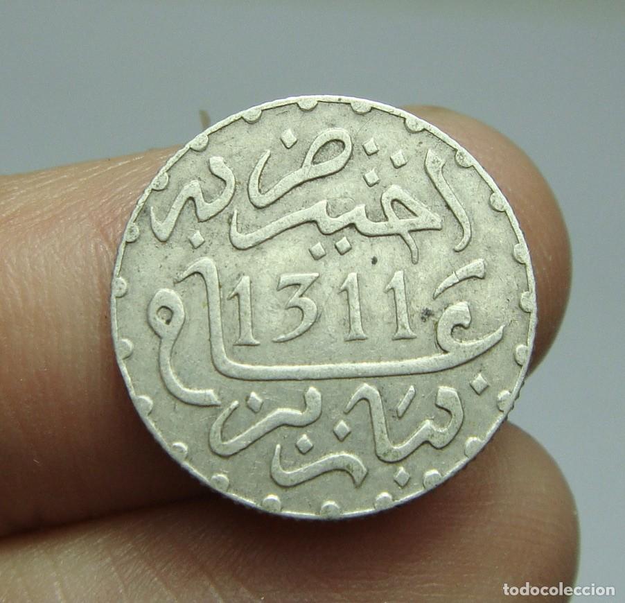 Monedas Hispano &aacute;rabes: 1/2 Dirham. Plata. Marruecos. Hassan I. - Foto 1