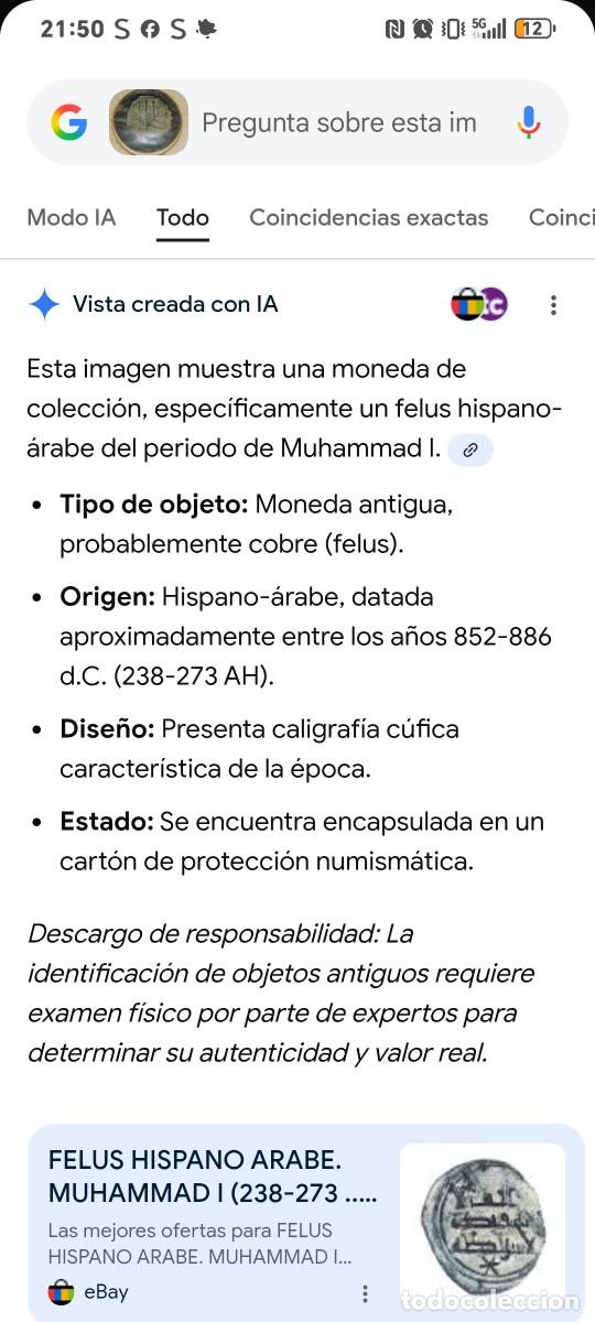 Monedas Hispano &aacute;rabes: Fel&uacute;s hispano-&aacute;rabe del siglo IX - Foto 1
